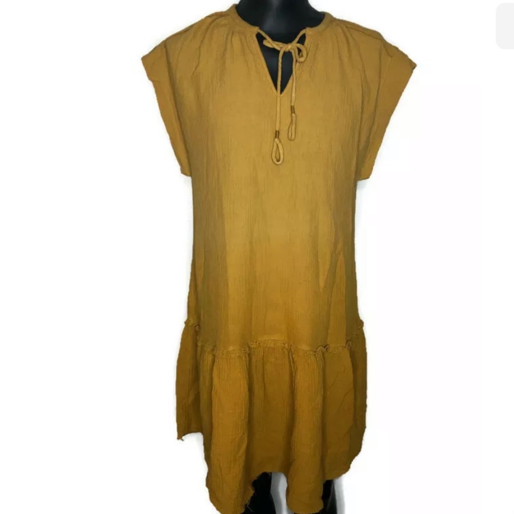 Anthropologie Saturday Sunday gauze dress gold